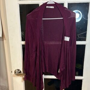 B12.     Deep Plum Open-Front Knit Cardigan